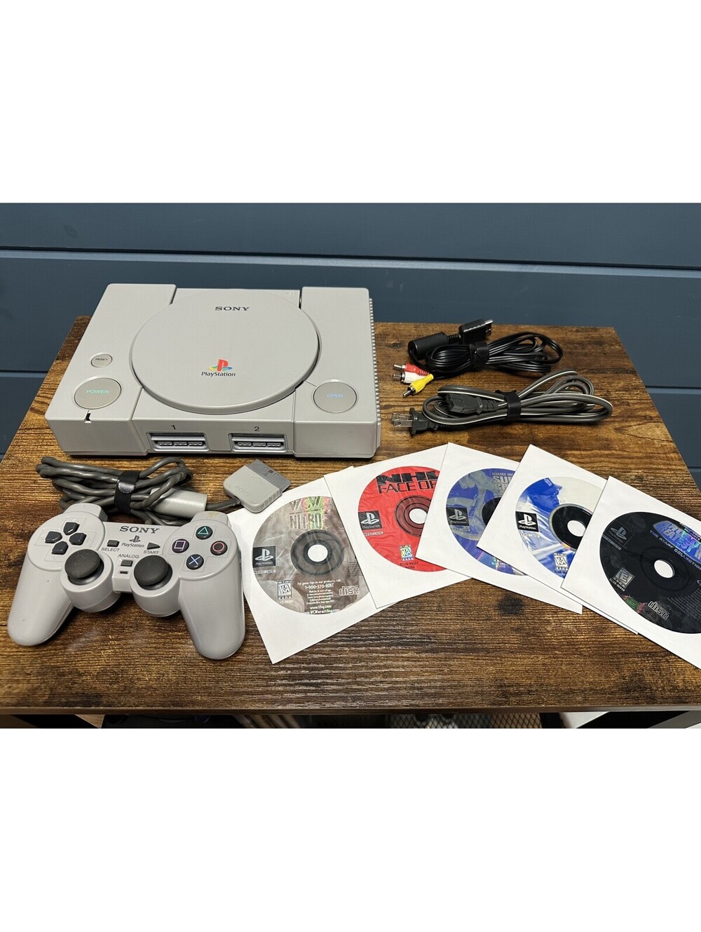 Sony PlayStation 1 PS1 Console Sports Bundle w/ OEM Controller & 5 Games Tested